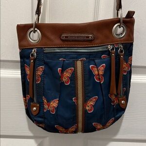 Franco Sarto Navy and Brown Butterfly Crossbody Bag